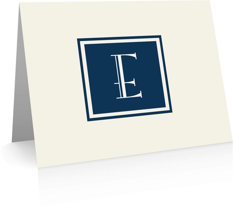 Little Notes by Comptime Monogram Stationery Note Cards - Monogram Thank You Cards (E) - Image 1